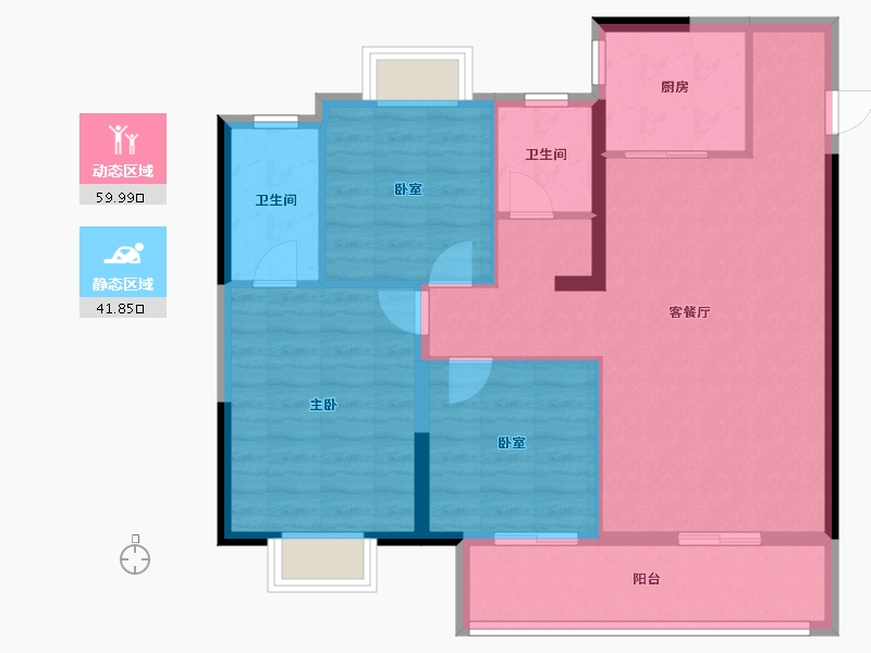 江苏省-南京市-苏宁世茂璀璨云著-92.00-户型库-动静分区