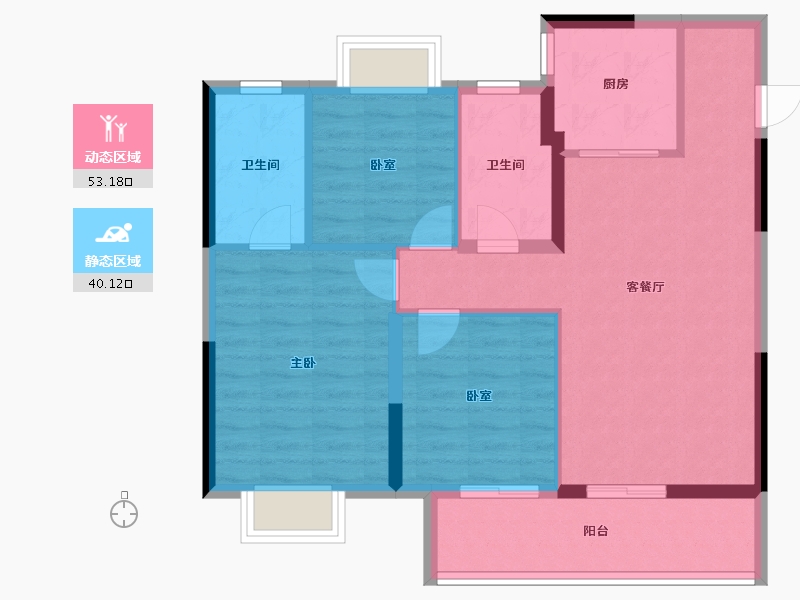 江苏省-南京市-苏宁世茂璀璨云著-84.00-户型库-动静分区