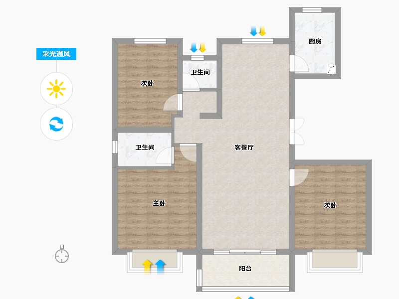 河北省-保定市-香溪名旭·悦居-95.98-户型库-采光通风