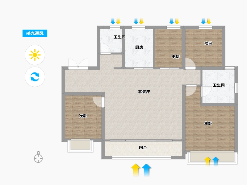 天津-天津市-绿城·水西雲庐-112.00-户型库-采光通风