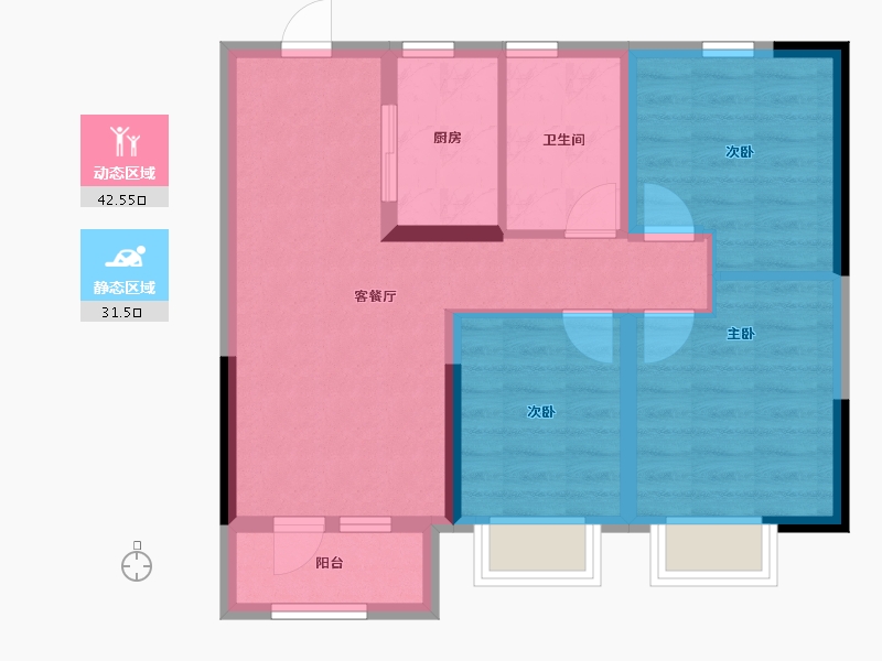 山西省-太原市-华润置地公元九里​-65.38-户型库-动静分区