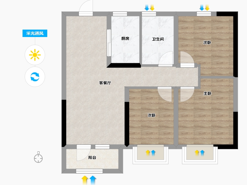 山西省-太原市-华润置地公元九里​-65.38-户型库-采光通风