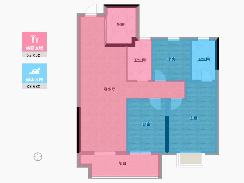 江西省-宜春市-东投华章新力和园-81.60-户型库-动静分区