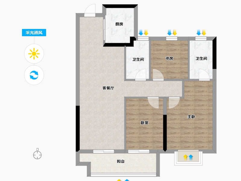 江西省-宜春市-东投华章新力和园-81.60-户型库-采光通风