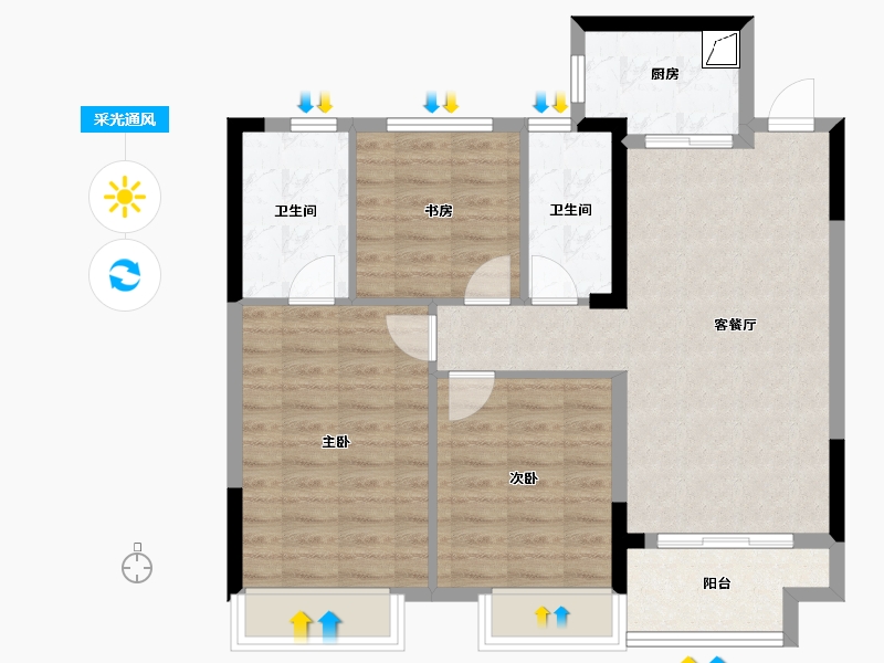 浙江省-湖州市-翠堤湾-80.00-户型库-采光通风