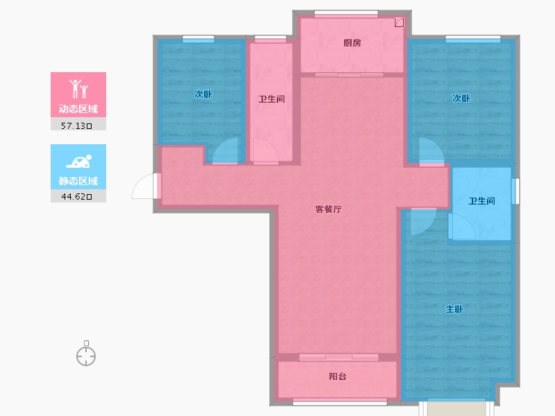 河北省-保定市-香溪名旭·悦居-90.65-户型库-动静分区