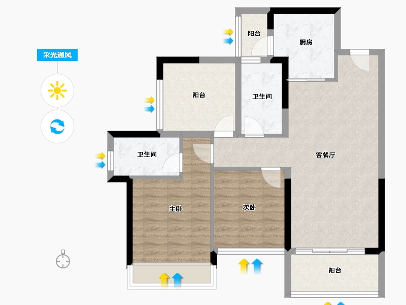 广东省-佛山市-颐安灝景湾-83.54-户型库-采光通风