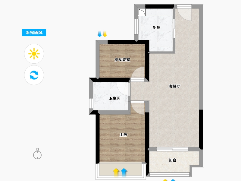 广东省-珠海市-万科琴澳传奇-52.00-户型库-采光通风