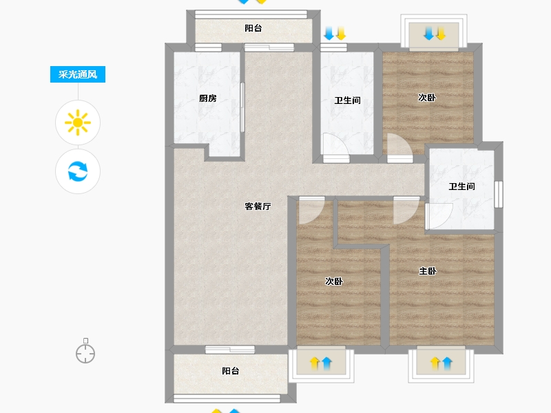 上海-上海市-世茂云图-80.00-户型库-采光通风