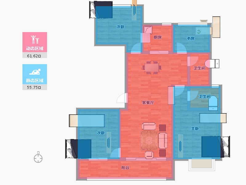 浙江省-宁波市-碧桂园泊蔚里-104.19-户型库-动静分区