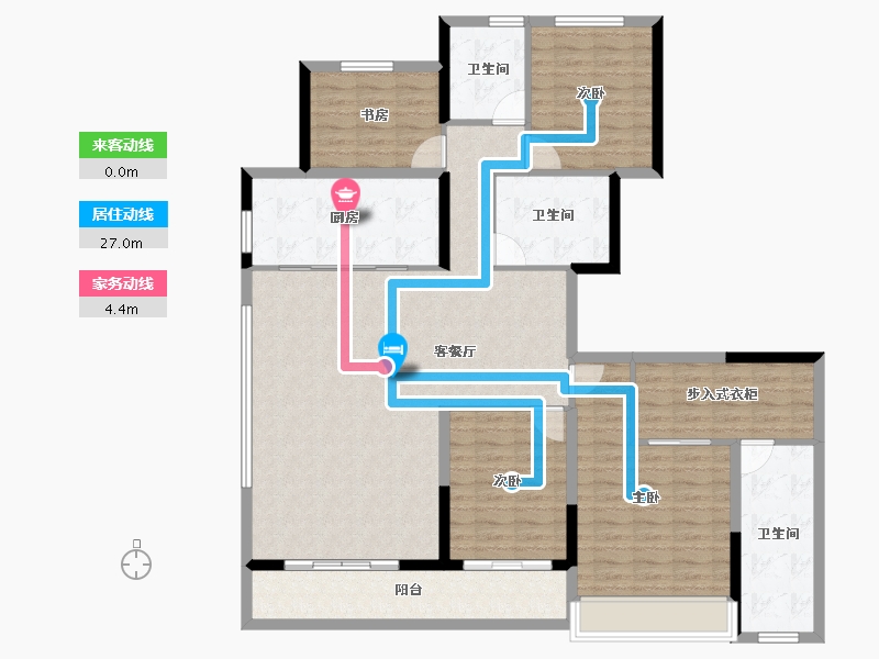 浙江省-宁波市-蓝光&碧桂园悦未来嘉苑-136.85-户型库-动静线