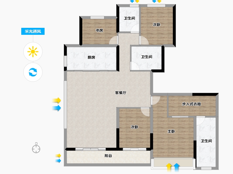 浙江省-宁波市-蓝光&碧桂园悦未来嘉苑-136.85-户型库-采光通风