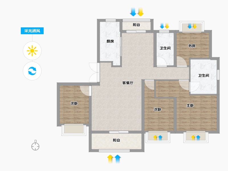 上海-上海市-世茂云图-112.01-户型库-采光通风