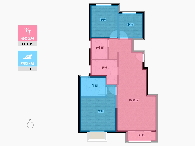 北京-北京市-中骏·云是台-71.20-户型库-动静分区