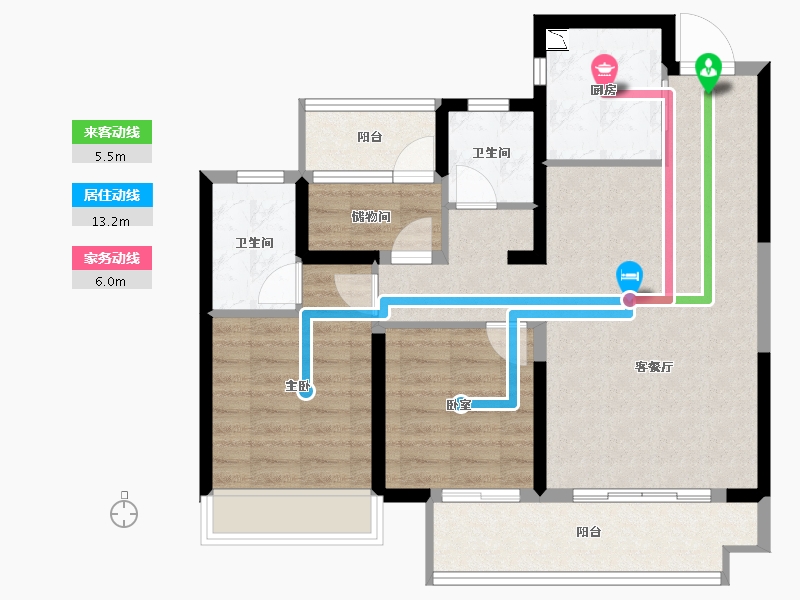 江苏省-盐城市-碧桂园紫云名邸-84.00-户型库-动静线