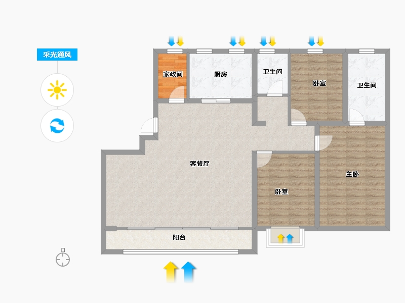 天津-天津市-中国铁建·花语澜廷-111.20-户型库-采光通风