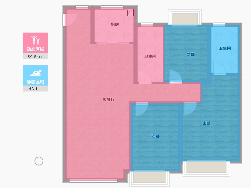 陕西省-西安市-绿城西安全运村-96.78-户型库-动静分区