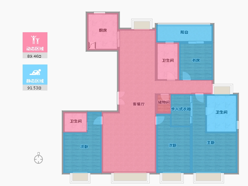 湖北省-武汉市-绿城金地凤起听澜-163.00-户型库-动静分区