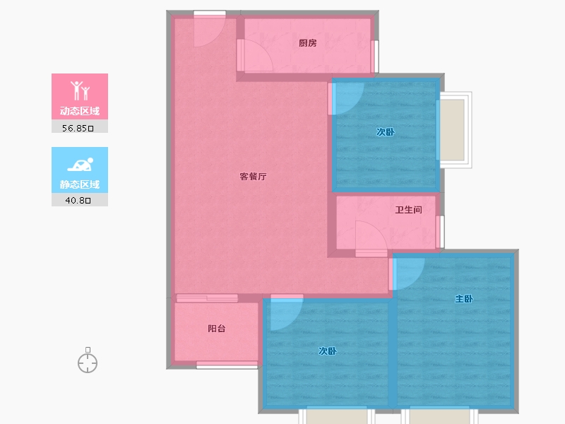 陕西省-西安市-逸景佑园-87.21-户型库-动静分区