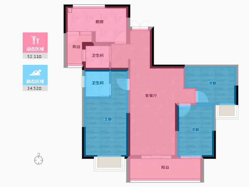 重庆-重庆市-金科南山-75.82-户型库-动静分区