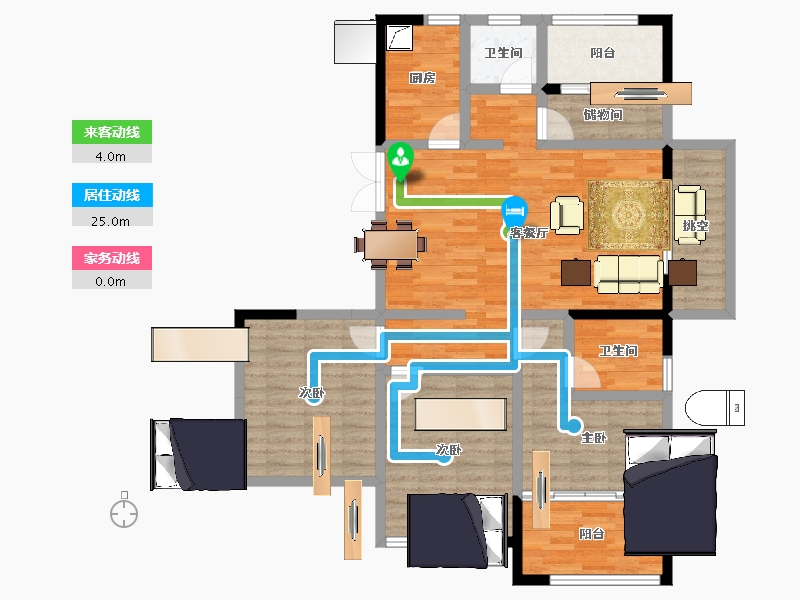 浙江省-宁波市-天逸府-104.11-户型库-动静线