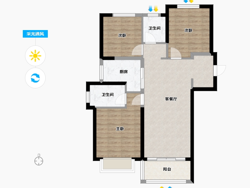 湖北省-武汉市-保利时光印象-78.17-户型库-采光通风