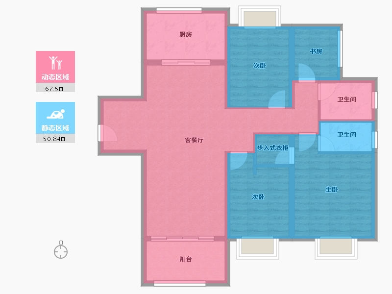 江苏省-南京市-金象朗诗红树林-106.30-户型库-动静分区