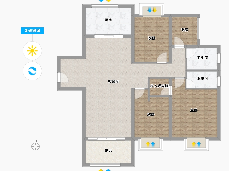 江苏省-南京市-金象朗诗红树林-106.30-户型库-采光通风