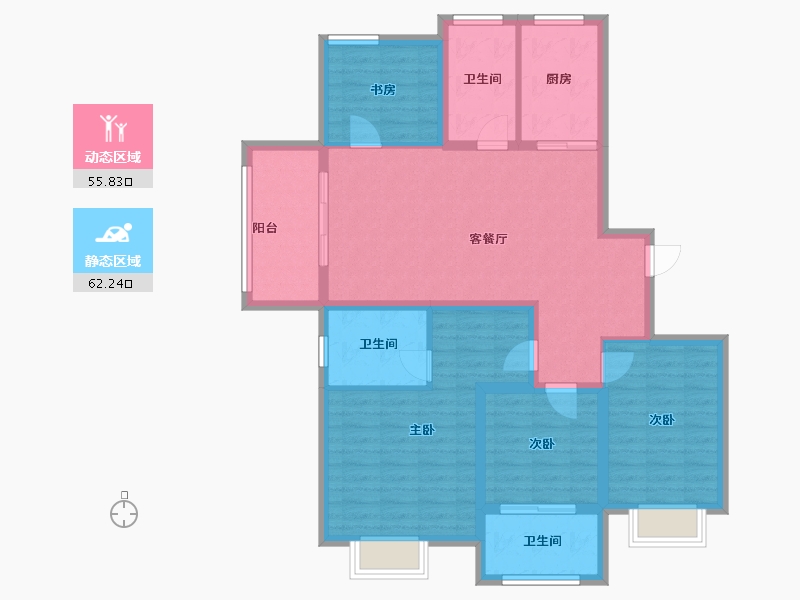 江苏省-南京市-金象朗诗红树林-105.64-户型库-动静分区