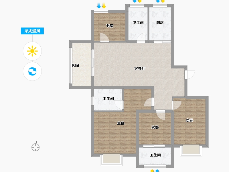 江苏省-南京市-金象朗诗红树林-105.64-户型库-采光通风