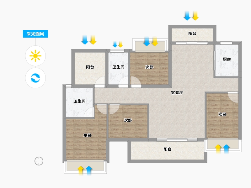 广东省-河源市-嘉葆润永安新城-106.23-户型库-采光通风