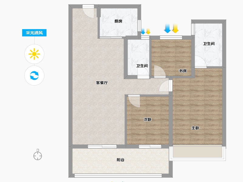 海南省-海口市-北辰府-97.00-户型库-采光通风