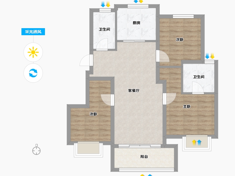 上海-上海市-天安象屿·西江悦-73.83-户型库-采光通风