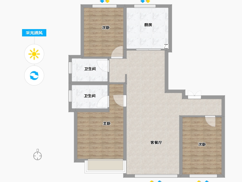 陕西省-西安市-绿城西安全运村-99.96-户型库-采光通风