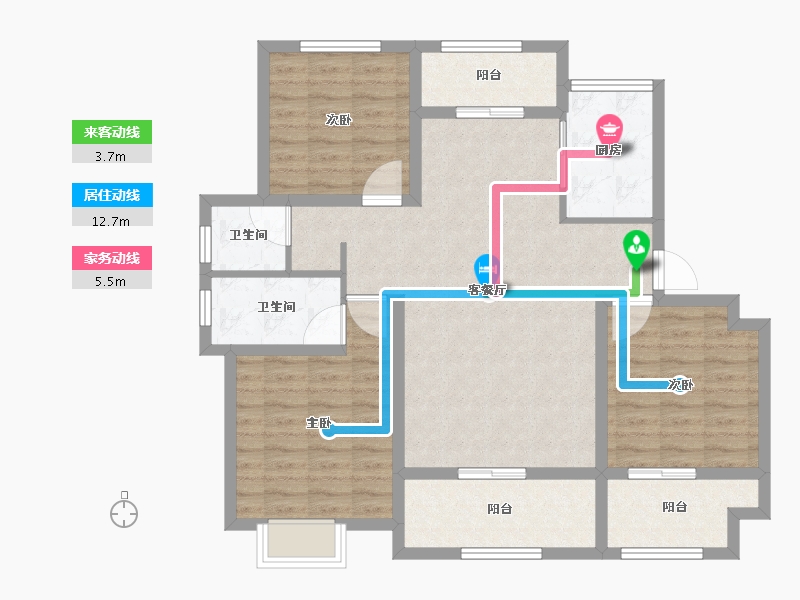 河南省-信阳市-金牛国际社区-100.75-户型库-动静线