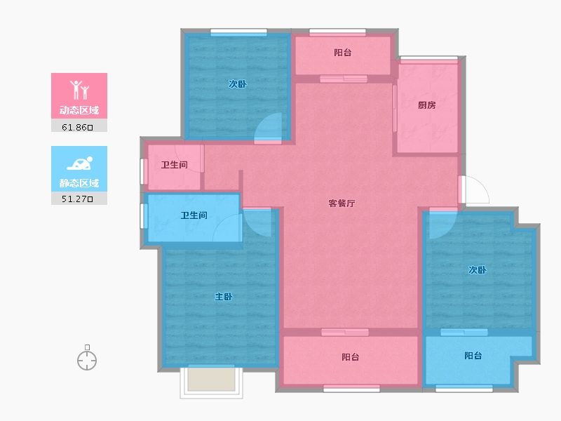 河南省-信阳市-金牛国际社区-100.75-户型库-动静分区