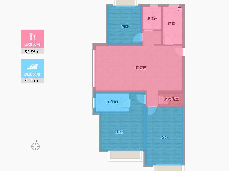 陕西省-西安市-绿城西安全运村-91.83-户型库-动静分区