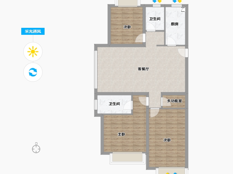 陕西省-西安市-绿城西安全运村-91.83-户型库-采光通风