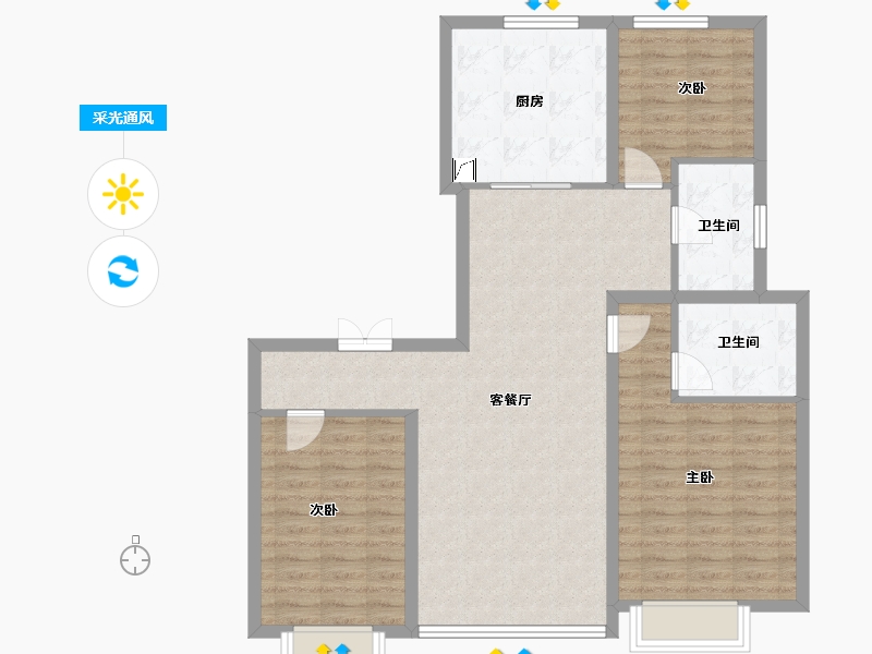 陕西省-西安市-绿城西安全运村-99.93-户型库-采光通风