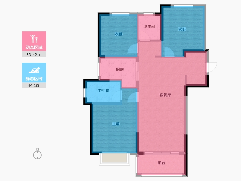 湖北省-武汉市-保利时光印象-87.20-户型库-动静分区