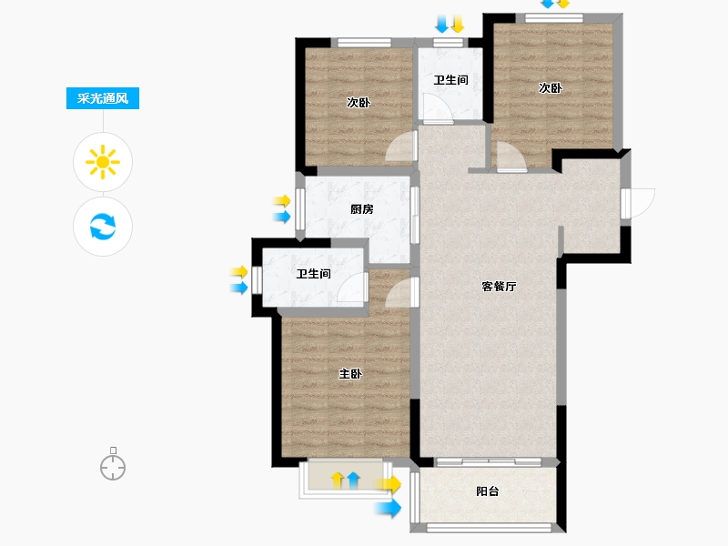 湖北省-武汉市-保利时光印象-87.20-户型库-采光通风