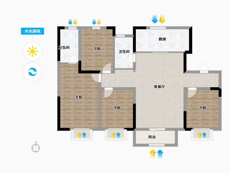 天津-天津市-碧桂园云湖-110.40-户型库-采光通风