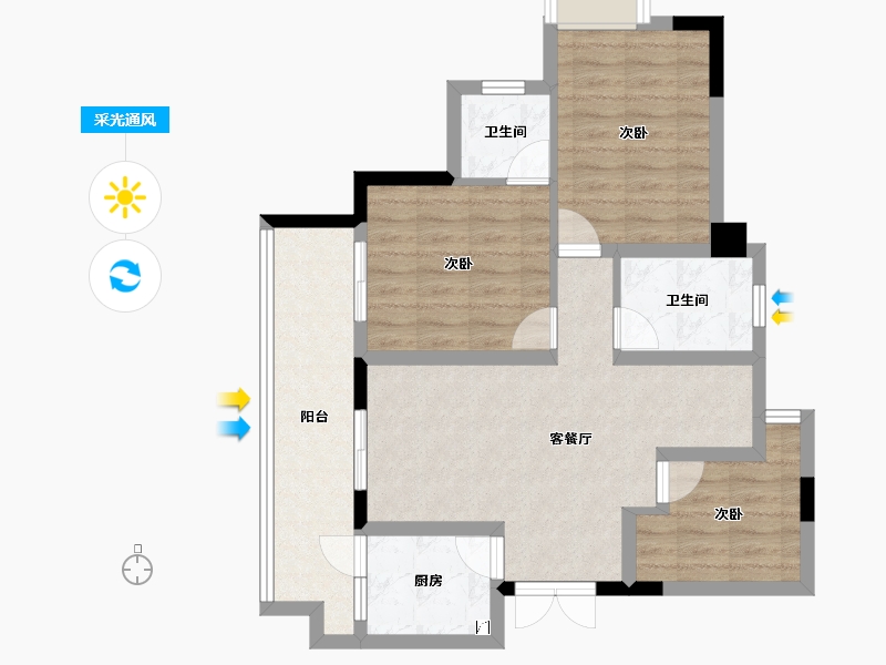 重庆-重庆市-金科南山-76.44-户型库-采光通风