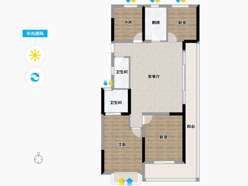 浙江省-杭州市-滨湖天地-104.00-户型库-采光通风