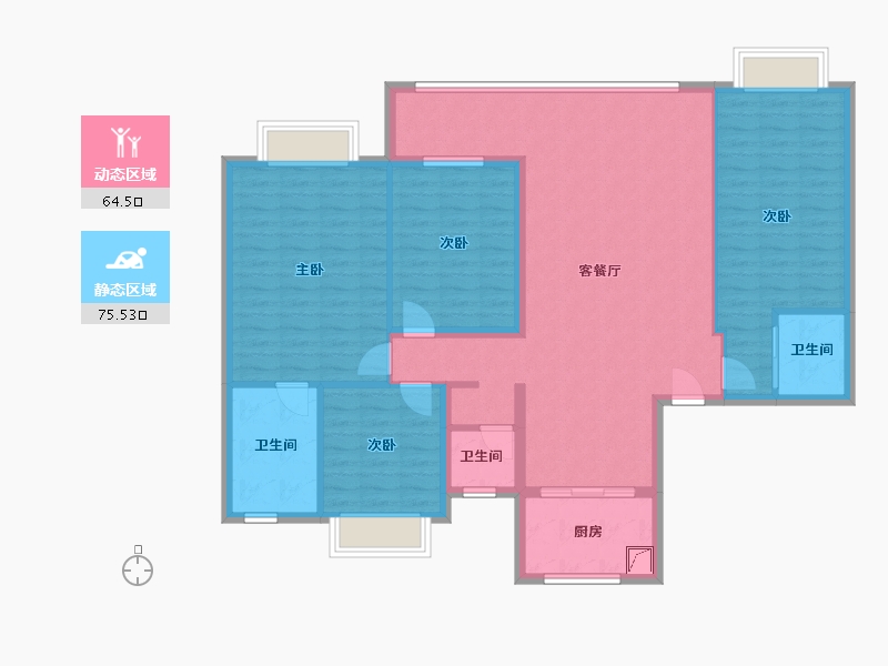 湖南省-株洲市-中梁建宁檀府-159.00-户型库-动静分区