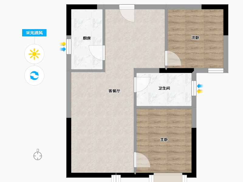 天津-天津市-和泓葛沽湾首府-56.58-户型库-采光通风