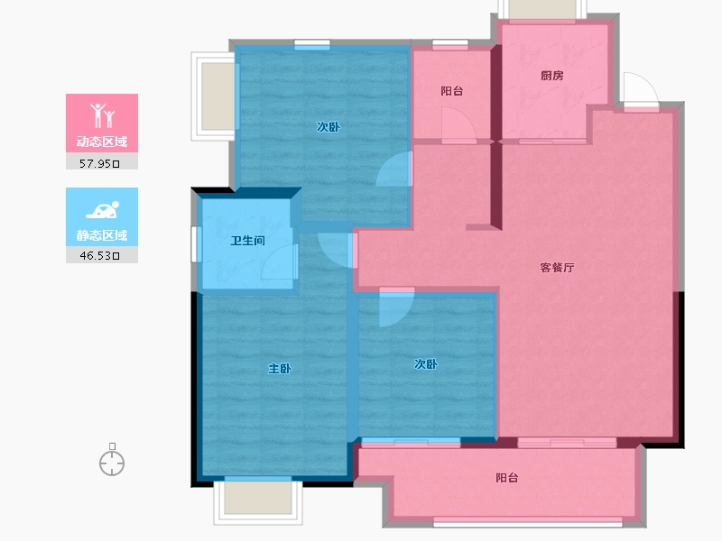 江苏省-常州市-牡丹招商公园学府-94.09-户型库-动静分区