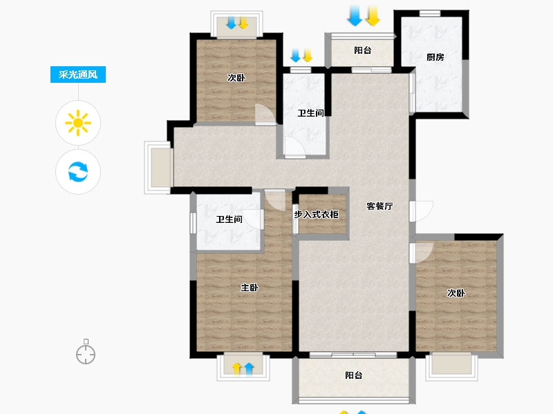 上海-上海市-长风瑞仕璟庭-115.01-户型库-采光通风