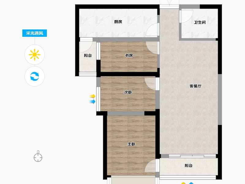 宁夏回族自治区-银川市-颐和香醍湾-71.59-户型库-采光通风