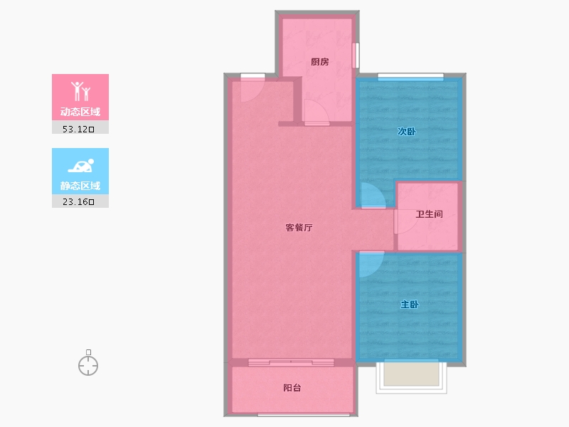 黑龙江省-哈尔滨市-新松·未来ONE-68.80-户型库-动静分区